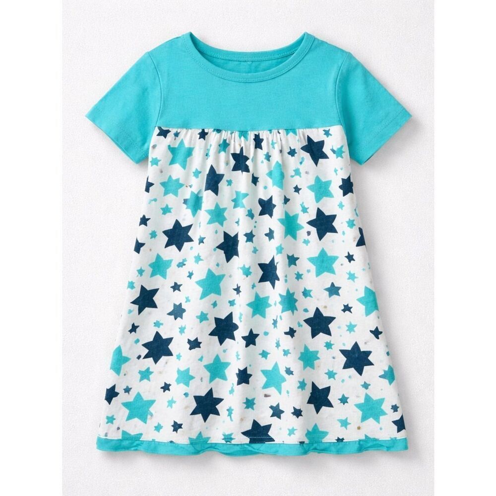 Kickee Pants Blue and white Confetti Star bamboo dress short sleeve NWT size 2T